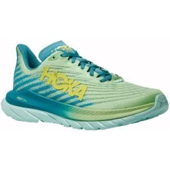 Front Page 13 Hoka Mach 5 Running Shoes - Lime Glow / Ocean Mist