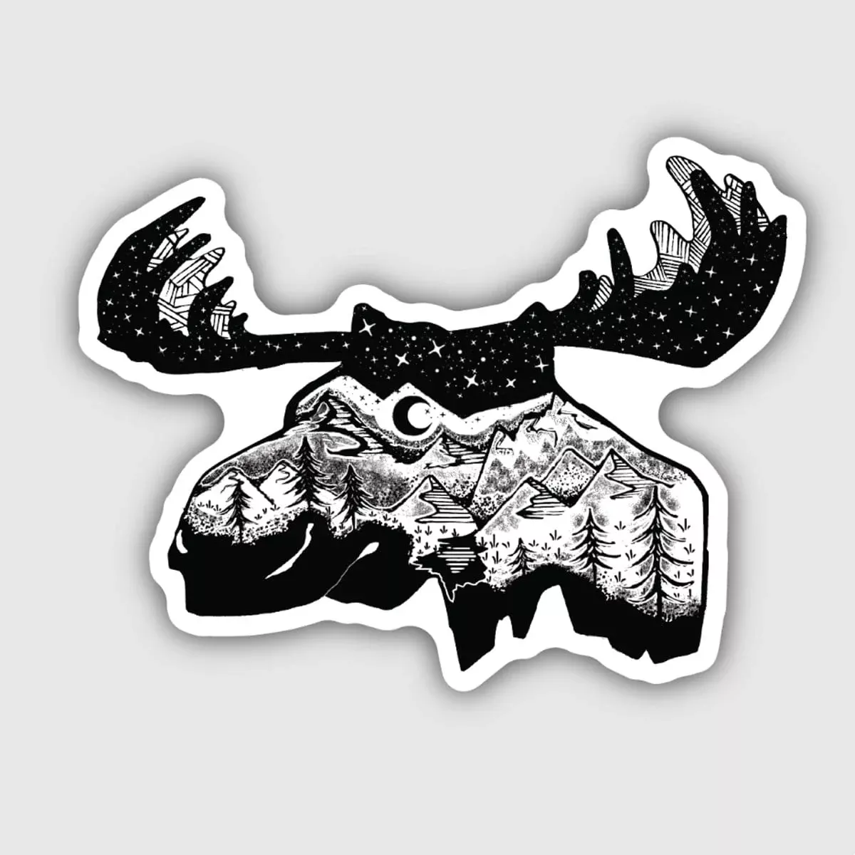 Moose Head Scene Sticker