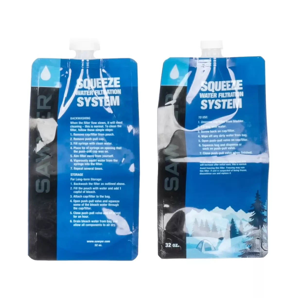 Sawyer Squeezable Pouches for Squeeze Filtration System